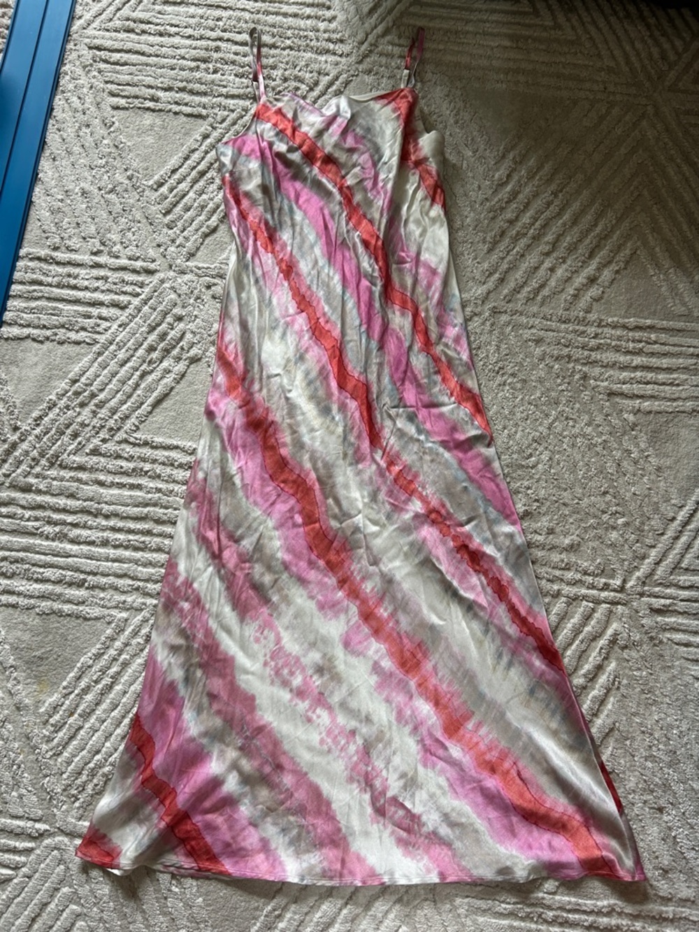 Rails Pink & Coral Diagonal Stripe Slip Dress